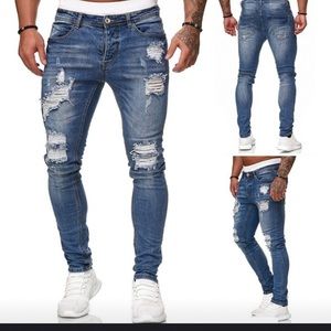 Men’s Fashion Hole Jeans Casual Skinny Jeans